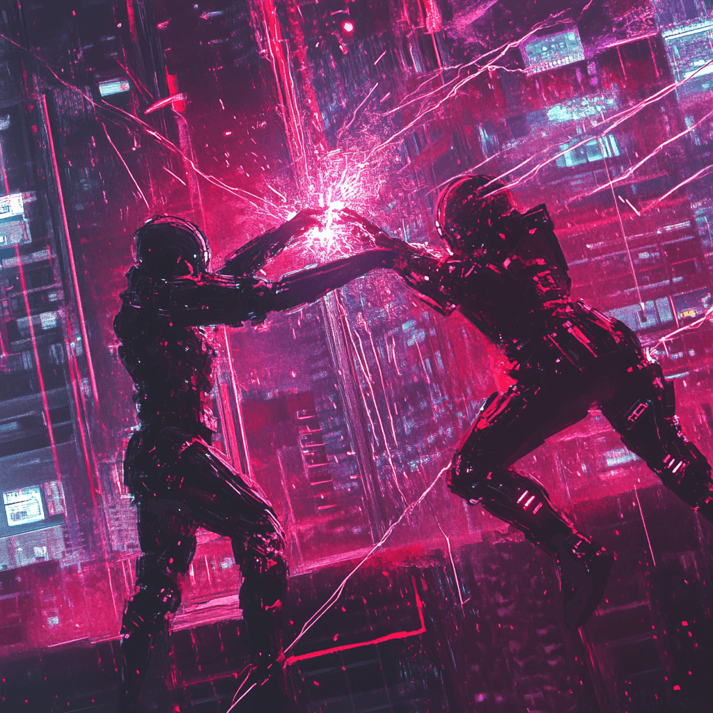 Two cybernetic fighters